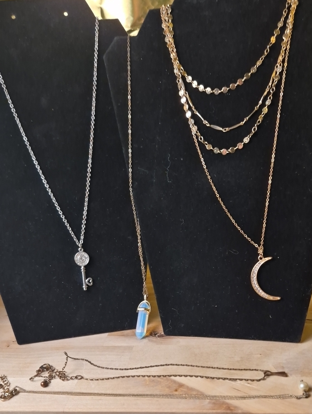 Gold Crescent Moon Layered Necklace - Women Jewelry
